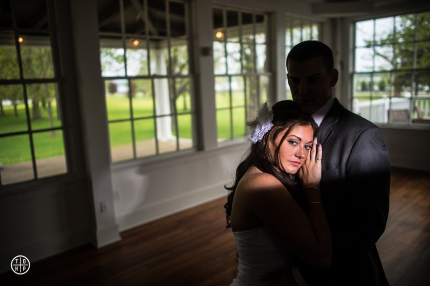 Bride and Groom inside Emerson Park Pavilion