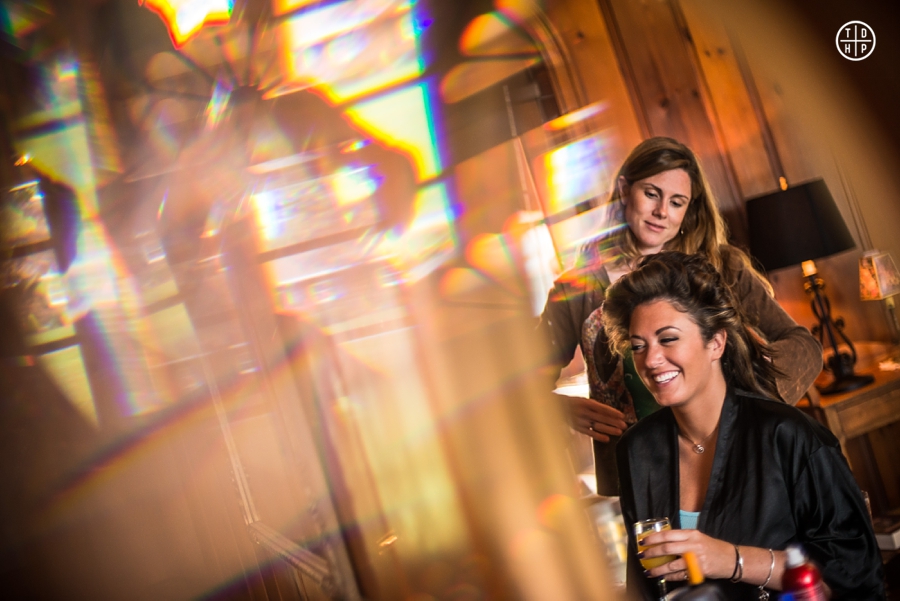 Bride getting her hair done in Auburn NY