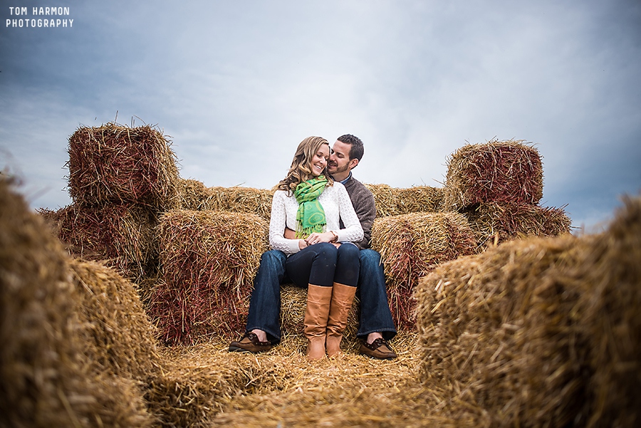 engagement session on hay bails